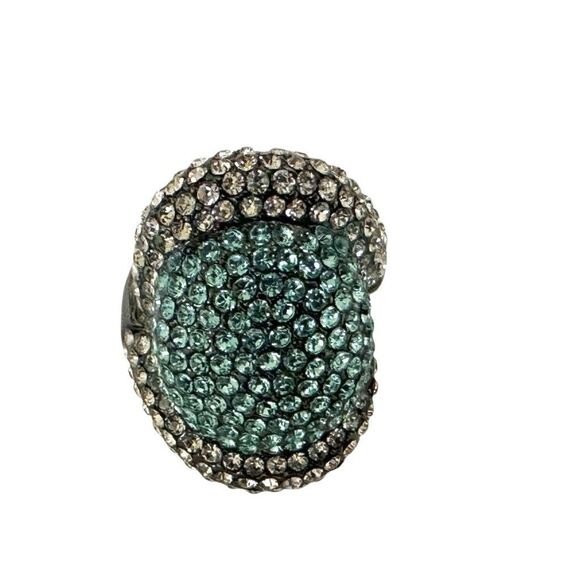 Walid Akkad Blue & White Pave Dome Cocktail Statement Ring - Picture 11 of 11